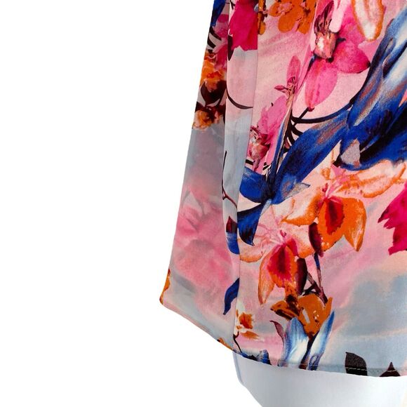 Jennifer Lopez JLo Misses Embellished Keyhole Split Back Floral Tank Top L - Picture 8 of 13